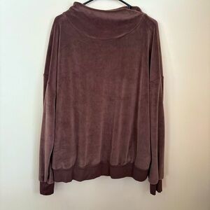 Vintage Westwind velour pull over sweater sweatshirt cowl neck soft brown XL/2X